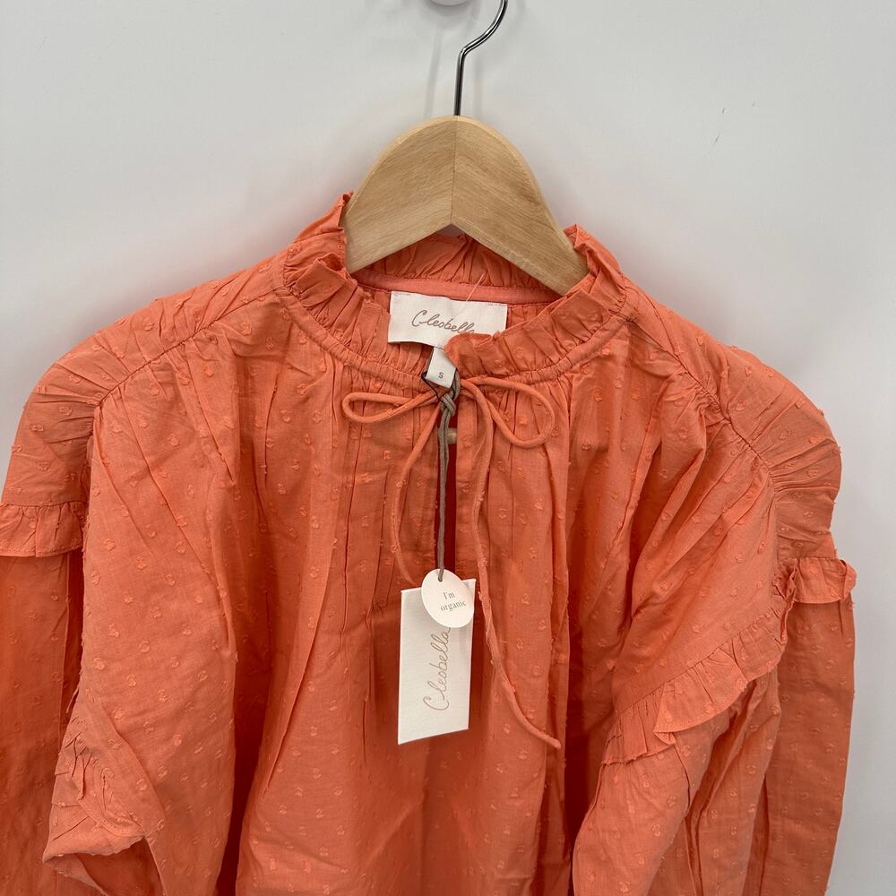 CLEOBELLA NWT Evereve Phoenix Puff Long Sleeve Organic Cotton Blouse Coral // S - Picture 6 of 16